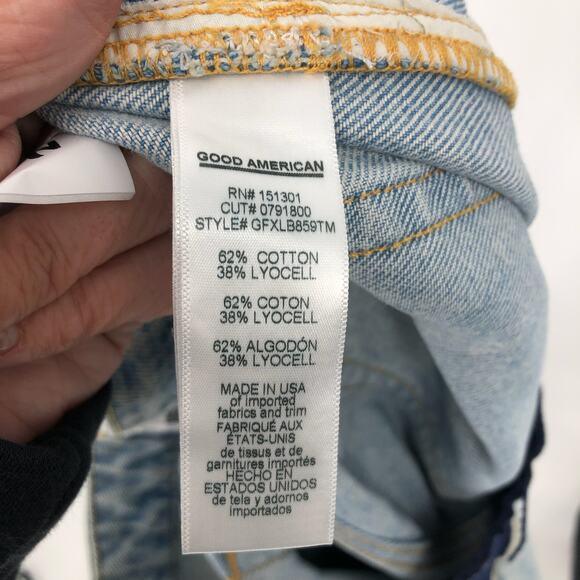 GOOD AMERICAN Good 90's Maternity Wide Leg Jeans 14/32 Light Blue934 NWT - Picture 12 of 16